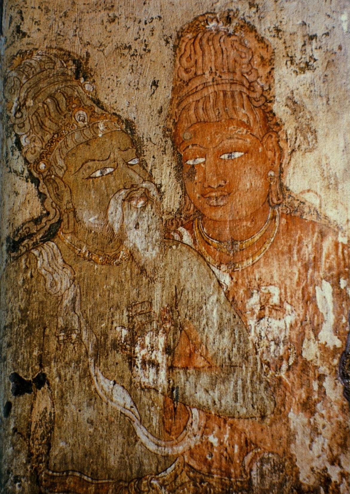 The Chola painting depicting Rajaraja Chola I with his guru, Karuvur Devar.
