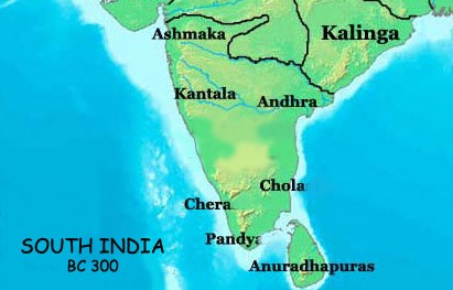 Map of South India, 300 BCE; The Andhras have featured in the geo-political map of the Indian subcontinent since ancient times. Image source: Wikimedia Commons
